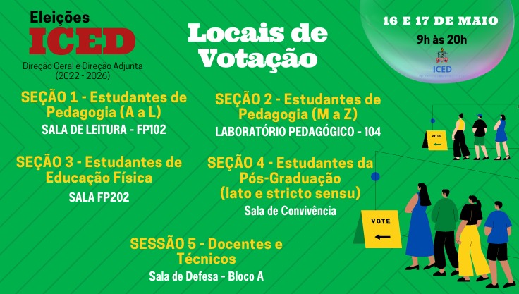 Comunicado da Comissão Eleitoral sobre os locais de votação da eleição para Direção do ICED